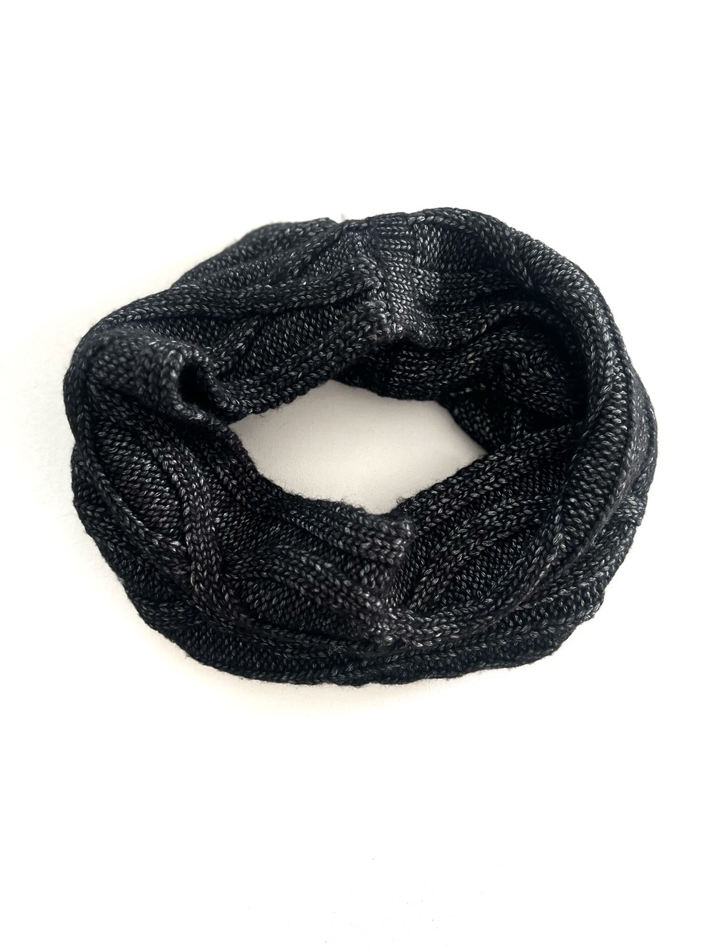 Banana Republic Cable Knit Snood Infinity Scarf Black Metallic